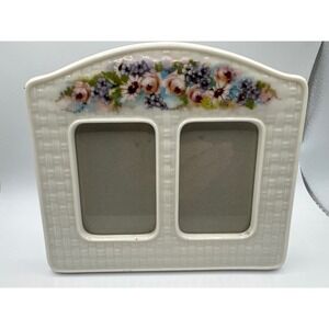 Vintage Terragrafics 1990 Handcrafted Porcelain Double Floral Picture Frame